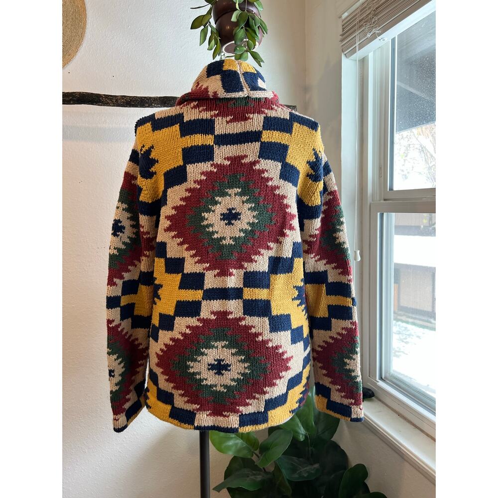 Ralph Lauren Denim & Supply Southwestern Cotton Woven Cardigan Sweater Size XL - Picture 4 of 11